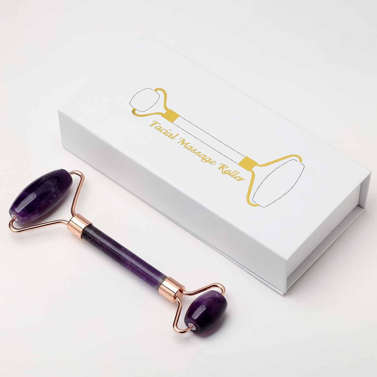 Jade Roller Amethyst Quartz Crystal Massager for Face Facial Beauty Roller Skin Care Tools Eyes Neck Body Muscle Relaxing Relieve Fine Lines Wrinkles