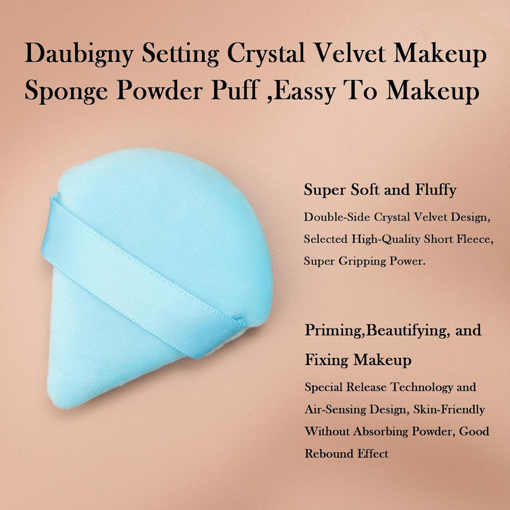 Powder Puff  6 PCS Makeup Puff Face Soft Triangle Powder Puffs for Loose Powder Mineral Powder Body Powder Velour Cosmetic Foundation Sponges Blender Makeup Tools(Blue)