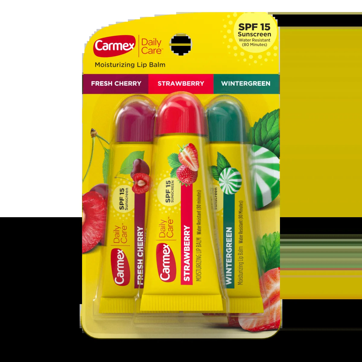 Daily Care Moisturizing Lip Balm Tubes, SPF 15, Multi-Flavor Lip Balm, 3 Count