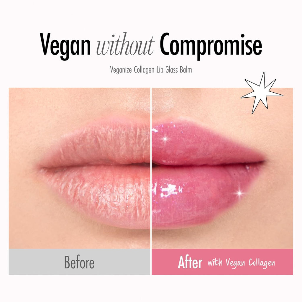 Veganize Collagen Lip Glass Balm | Hydrating Lip Balm in 9 Vibrant Colors | Moisturizing Lip Care Infused with Collagen Jelly Magic | No Animal Trial Lip Balm 0.06 Oz (#7 Pale Petal)