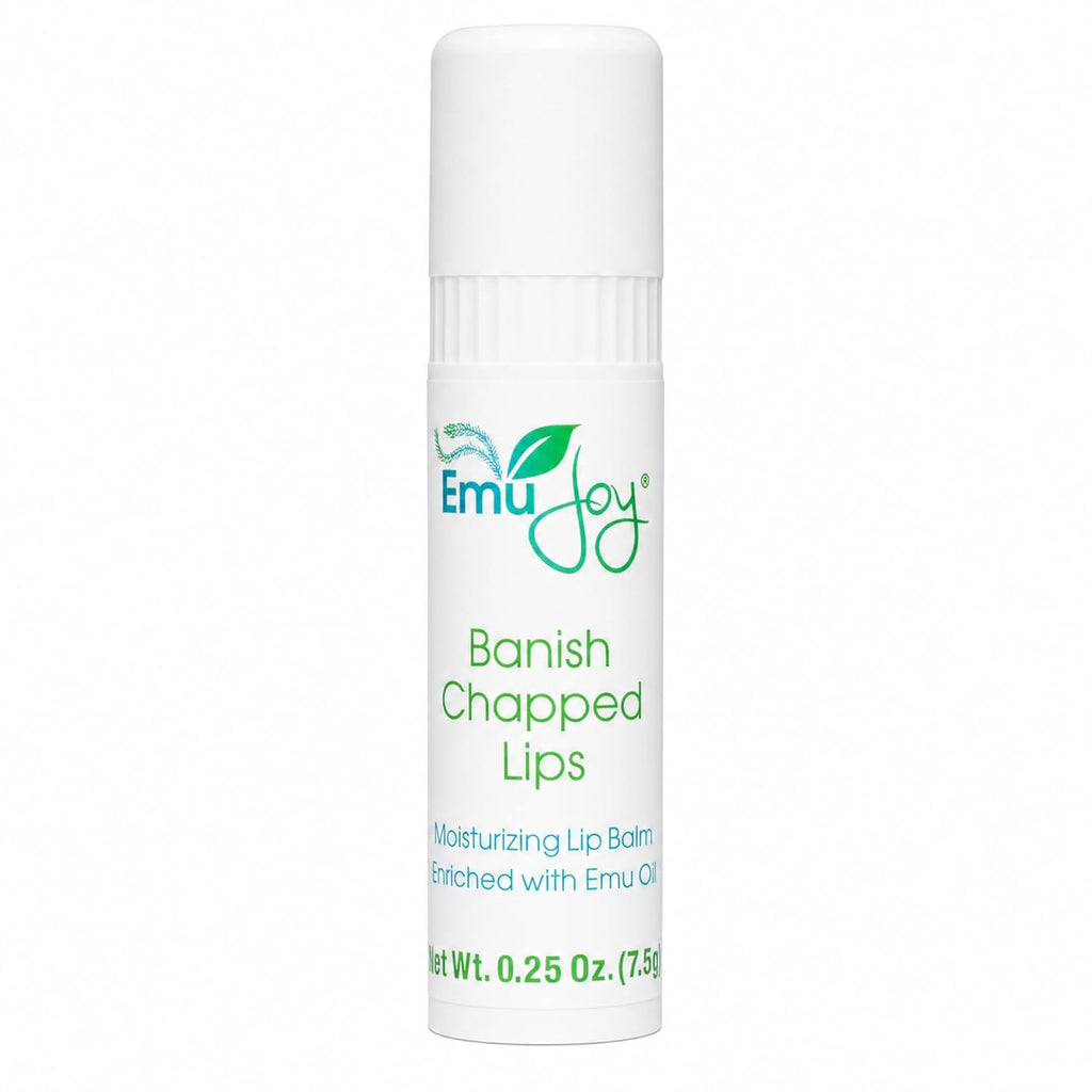 Banish Chapped Lips Moisturizing Lip Balm | Emu Oil, Coconut Oil & Beeswax | Petroleum Free, Paraben Free, Unscented | All Ages | 0.25 Oz