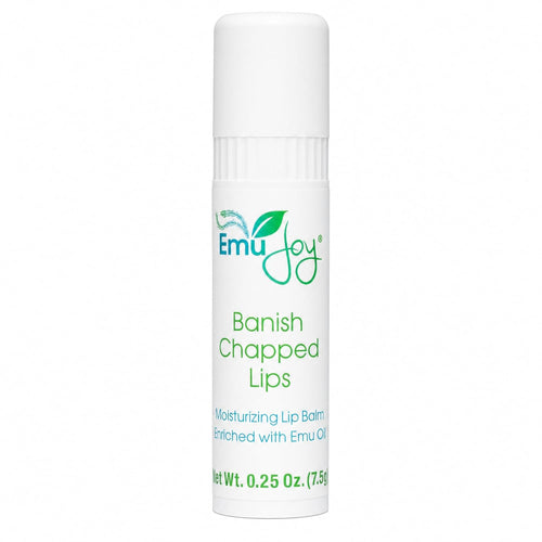 Banish Chapped Lips Moisturizing Lip Balm | Emu Oil, Coconut Oil & Beeswax | Petroleum Free, Paraben Free, Unscented | All Ages | 0.25 Oz
