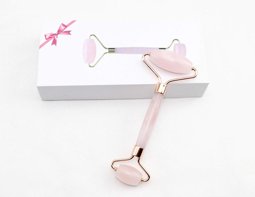 Rose Quartz Facial Roller, Double Head Massager for Skin Care