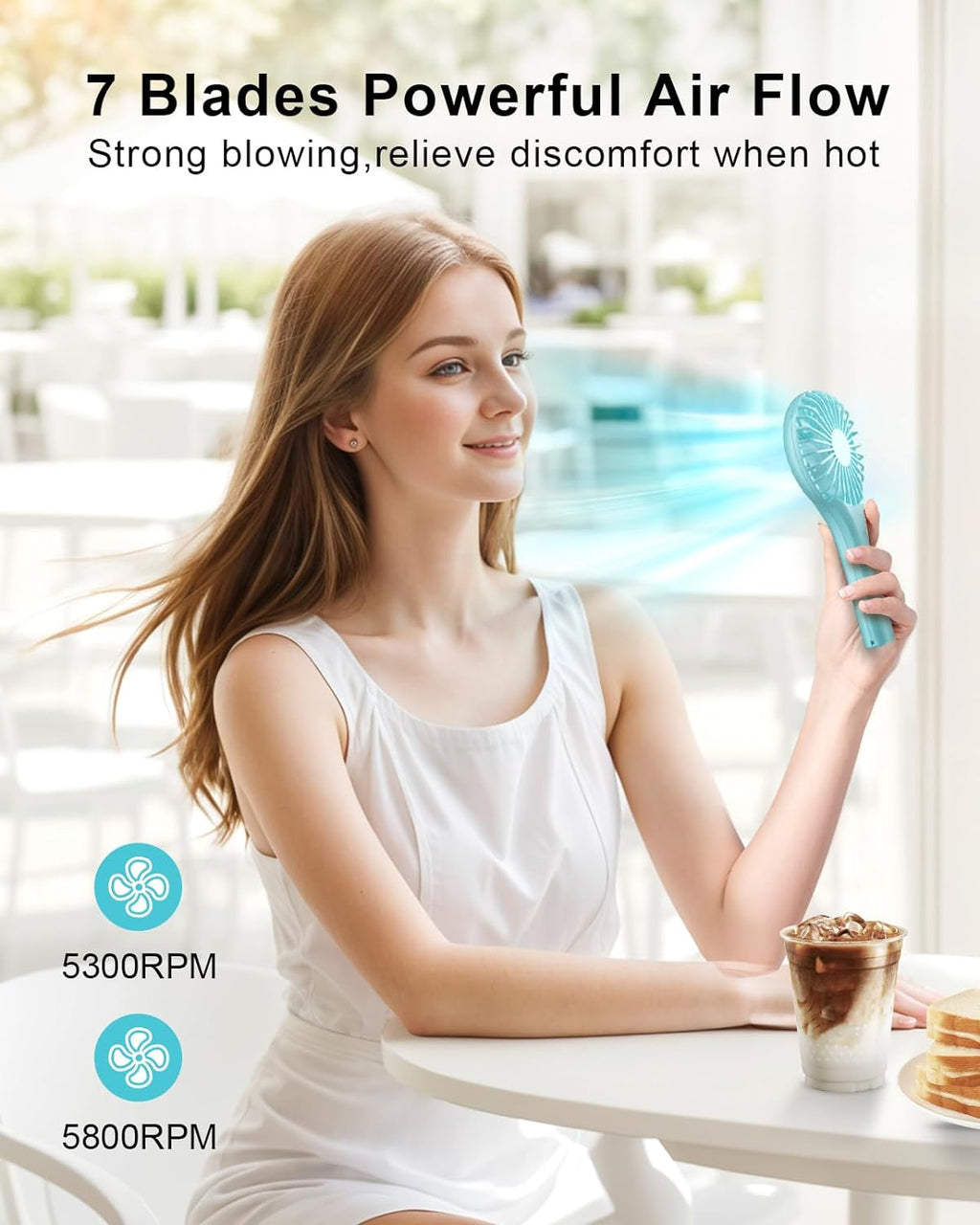 Mini Handheld Fan Battery Operated Small Personal Portable Fans Speed Adjustable USB Rechargeable Fans Cute Design Powerful Eyelash Fan for Stylish Kids Girls Women Men Indoor Outdoor Travel
