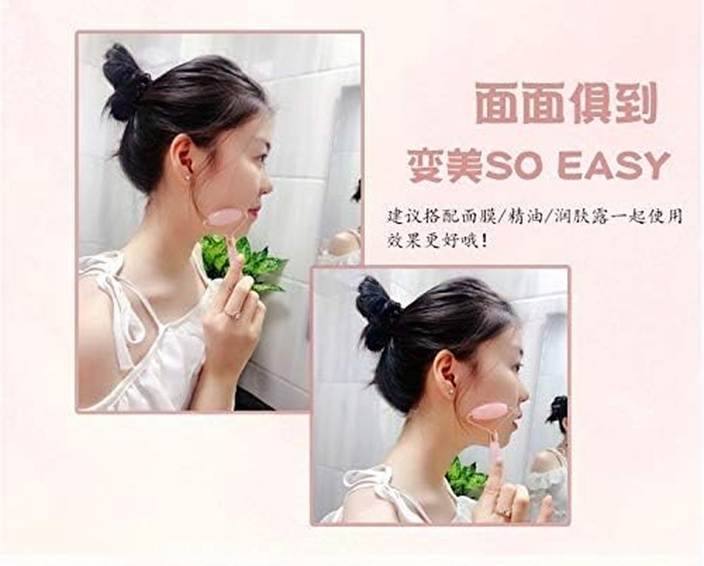 Rose Quartz Facial Roller, Double Head Massager for Skin Care