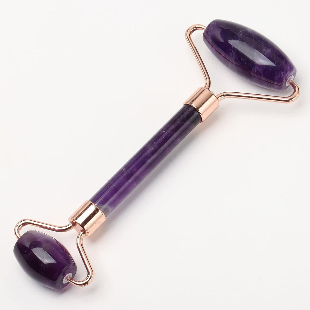 Jade Roller Amethyst Quartz Crystal Massager for Face Facial Beauty Roller Skin Care Tools Eyes Neck Body Muscle Relaxing Relieve Fine Lines Wrinkles