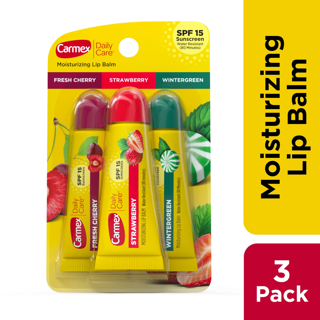 Daily Care Moisturizing Lip Balm Tubes, SPF 15, Multi-Flavor Lip Balm, 3 Count