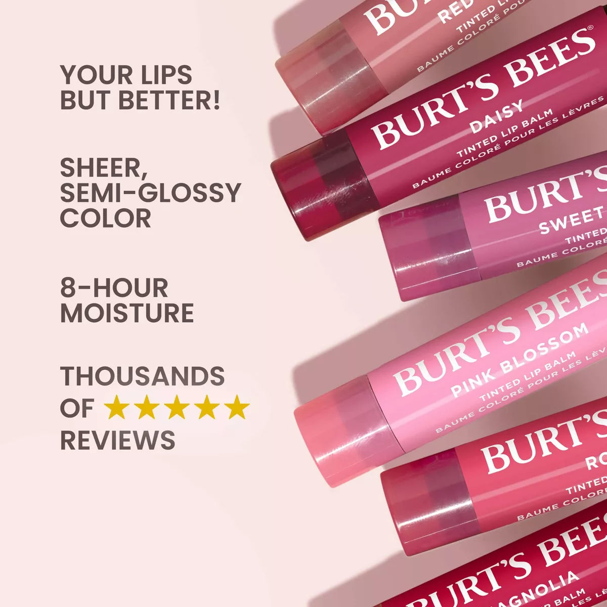 Burt'S Bees 8-Hour Hydrating Tinted Lip Balm - Red Dahlia - 0.15Oz/1Pk: Paraben & Sulfate-Free,