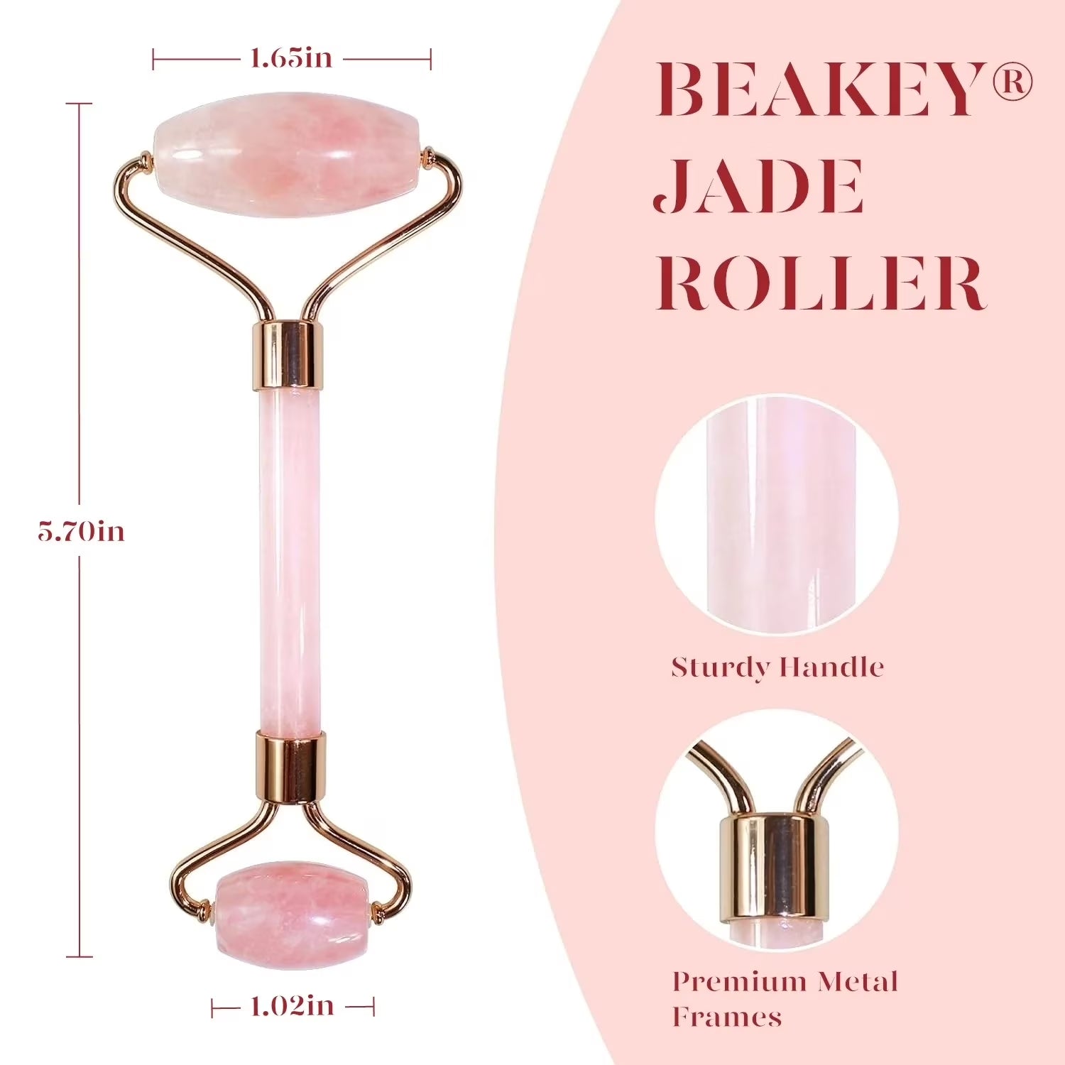 Jade Roller & Gua Sha Set – Rose Quartz Facial Massager for Reducing Redness, Fine Lines & Wrinkles, Perfect Self-Care Gift