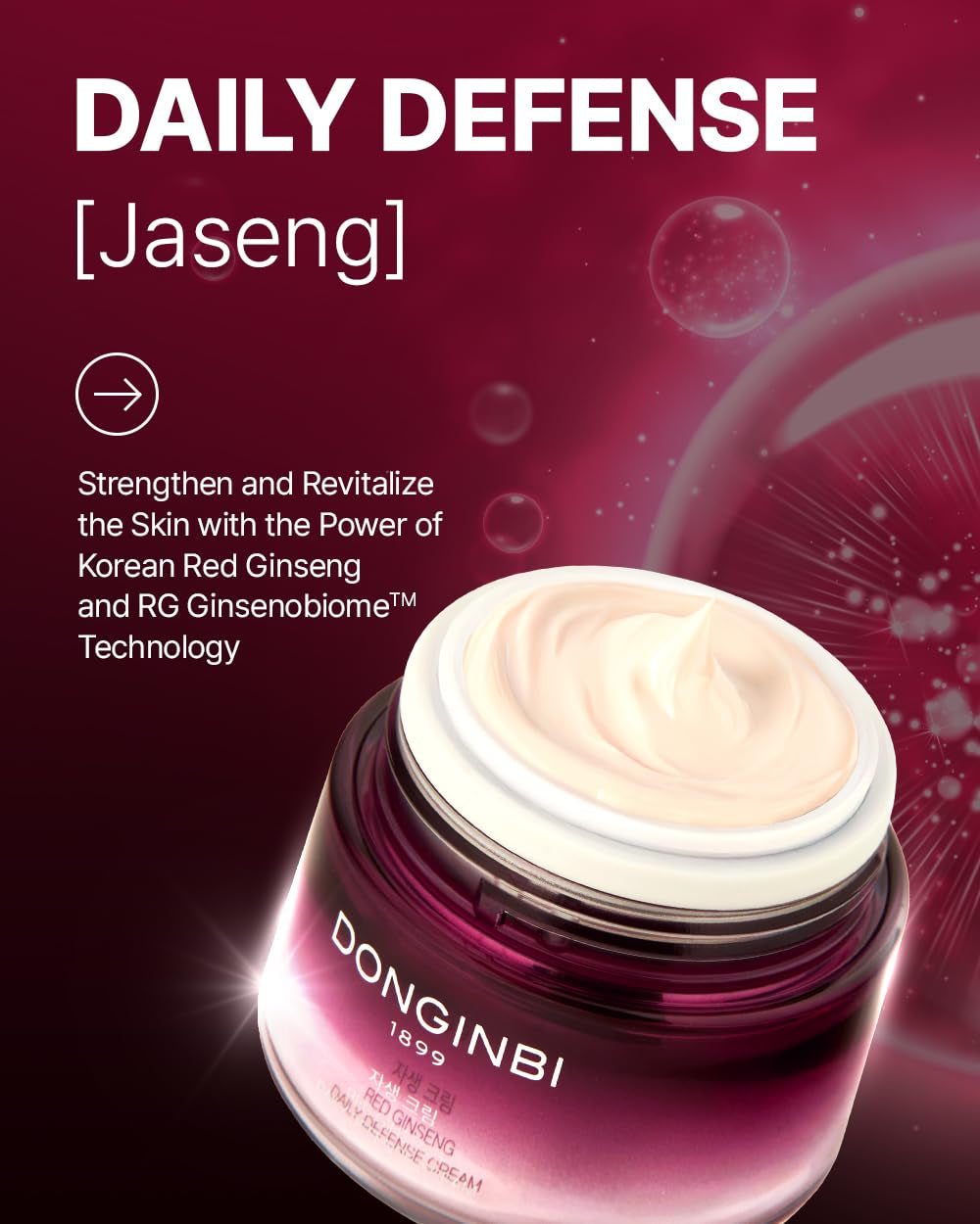 Red Ginseng Daily Defense Cream - Firming Cream for Loose Surface, Face Moisturizer for Skin Barrier Repair, Korean Red Ginseng, Skin Care Gifts for Women, 0.8 Floz / 25 Ml