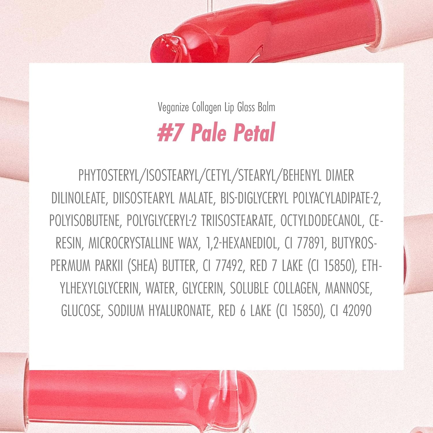 Veganize Collagen Lip Glass Balm | Hydrating Lip Balm in 9 Vibrant Colors | Moisturizing Lip Care Infused with Collagen Jelly Magic | No Animal Trial Lip Balm 0.06 Oz (#7 Pale Petal)