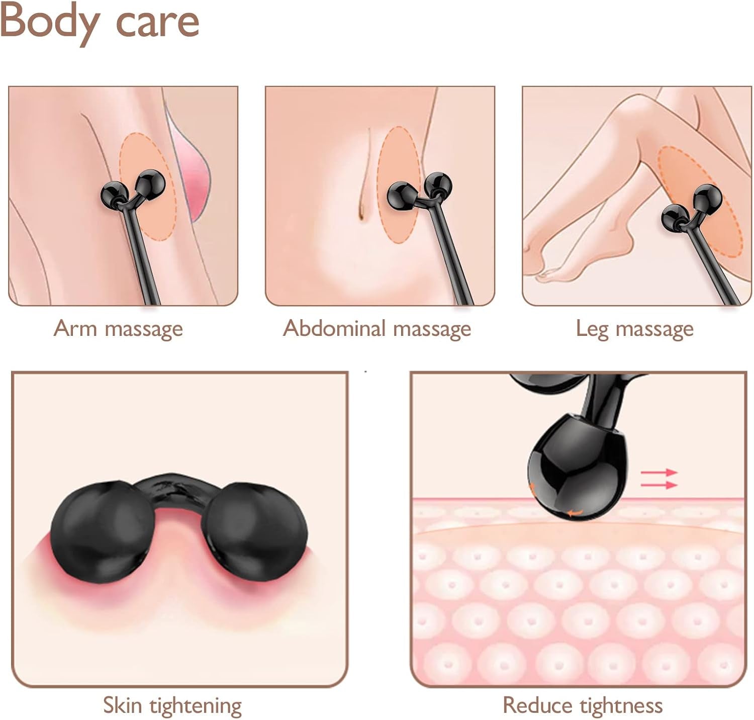 Face Roller, Facial Metal Massager, Massage Tool for Face (Black)