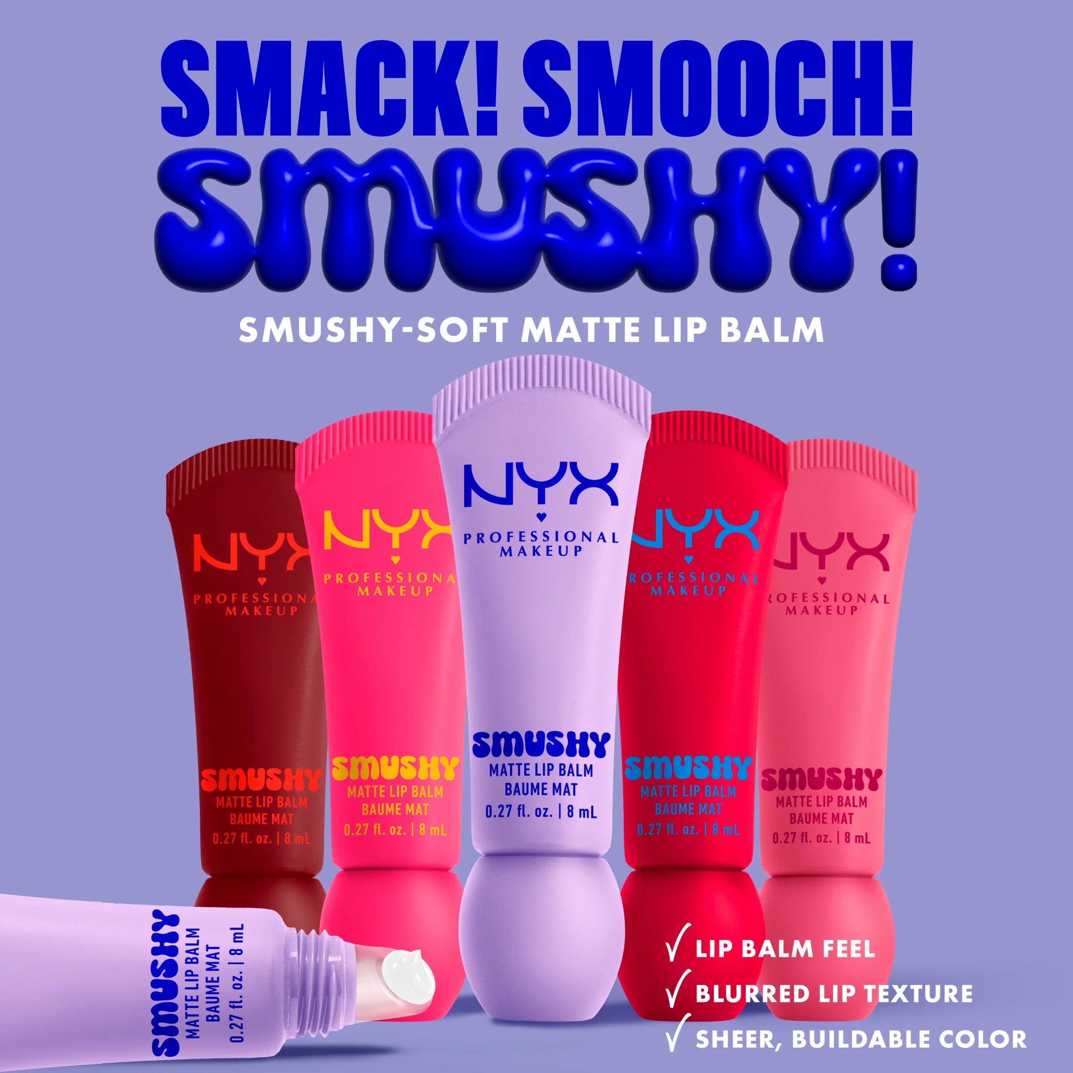Smushy Matte Lip Balm, Swipe Sesh, Light Dusty Rose, 0.27 Fl Oz