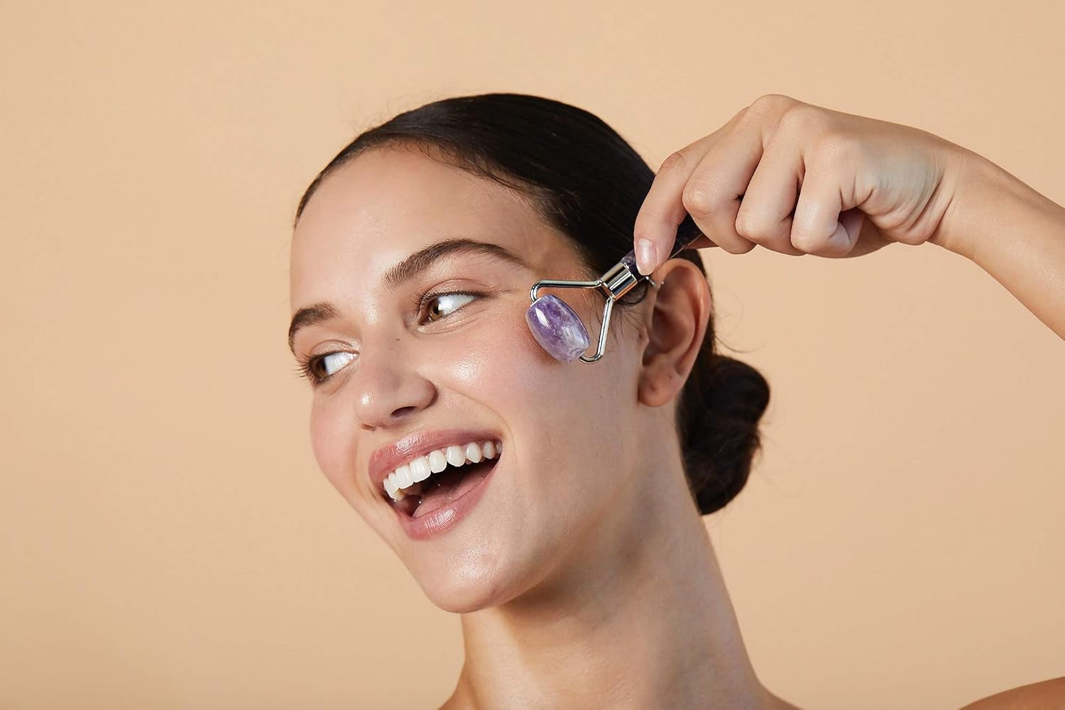 Mini Amethyst Facial Roller Massager for Wrinkles and Fine Lines Anti-Aging Face Lift Skin Care Beauty Tool