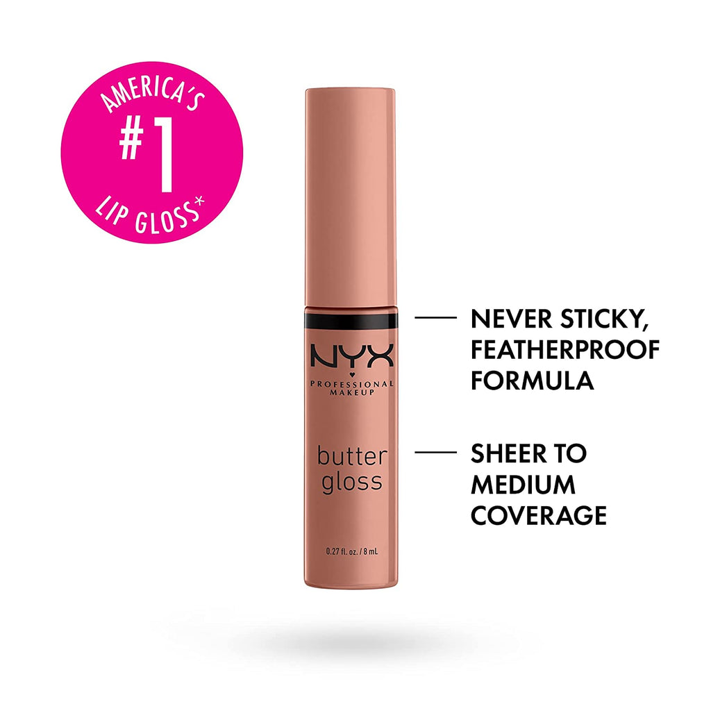 NYX PROFESSIONAL MAKEUP Butter Lip Gloss & Slim Lip Liner Pencil Bundle in Madeleine & Natural, 1 Kit