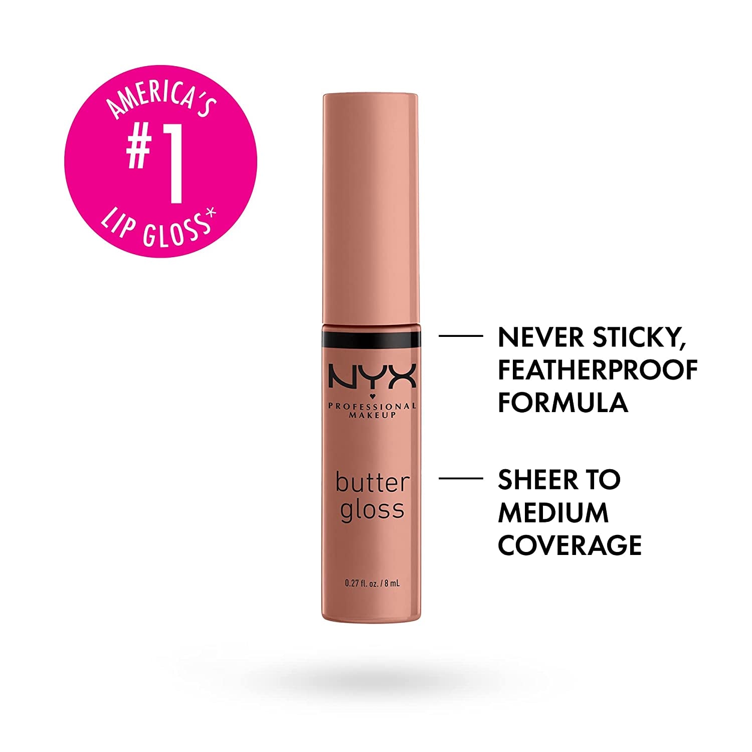 NYX PROFESSIONAL MAKEUP Butter Lip Gloss & Slim Lip Liner Pencil Bundle in Madeleine & Natural, 1 Kit
