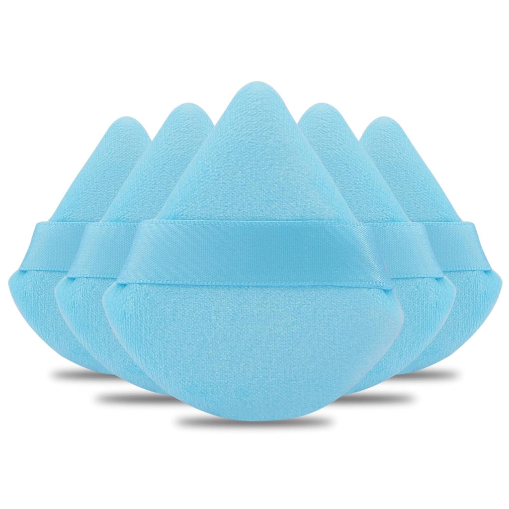 Powder Puff  6 PCS Makeup Puff Face Soft Triangle Powder Puffs for Loose Powder Mineral Powder Body Powder Velour Cosmetic Foundation Sponges Blender Makeup Tools(Blue)