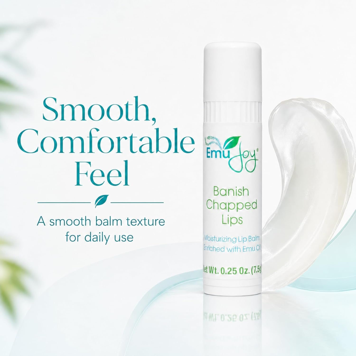 Banish Chapped Lips Moisturizing Lip Balm | Emu Oil, Coconut Oil & Beeswax | Petroleum Free, Paraben Free, Unscented | All Ages | 0.25 Oz