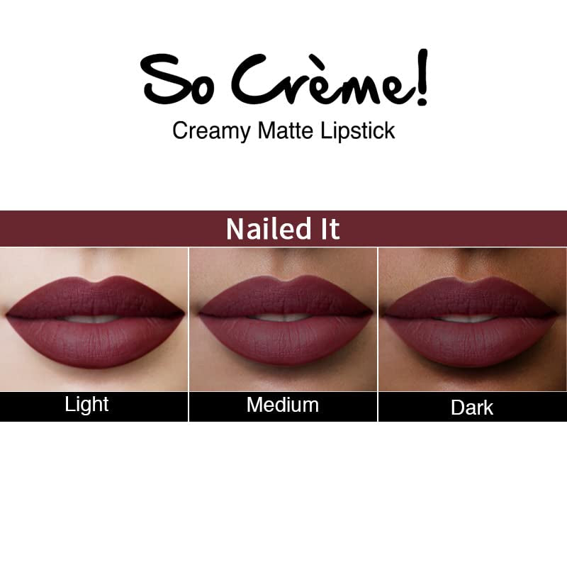 Cosmetics so Creme Creamy Matte Lipstick - Long-Lasting Lip Color for Women - Weightless Lipstick with Velvety Texture - Nailed It - 0.1 Oz