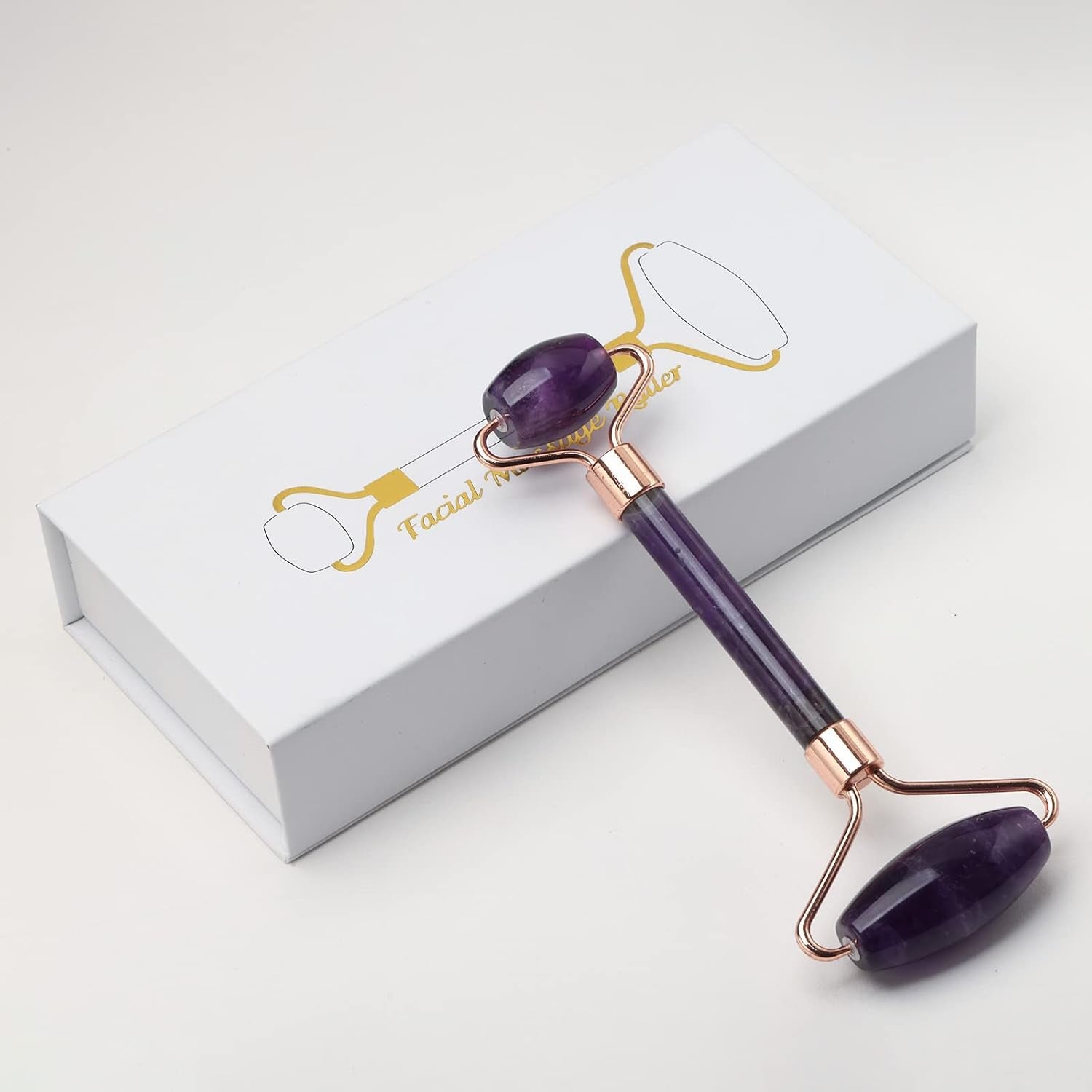 Jade Roller Amethyst Quartz Crystal Massager for Face Facial Beauty Roller Skin Care Tools Eyes Neck Body Muscle Relaxing Relieve Fine Lines Wrinkles
