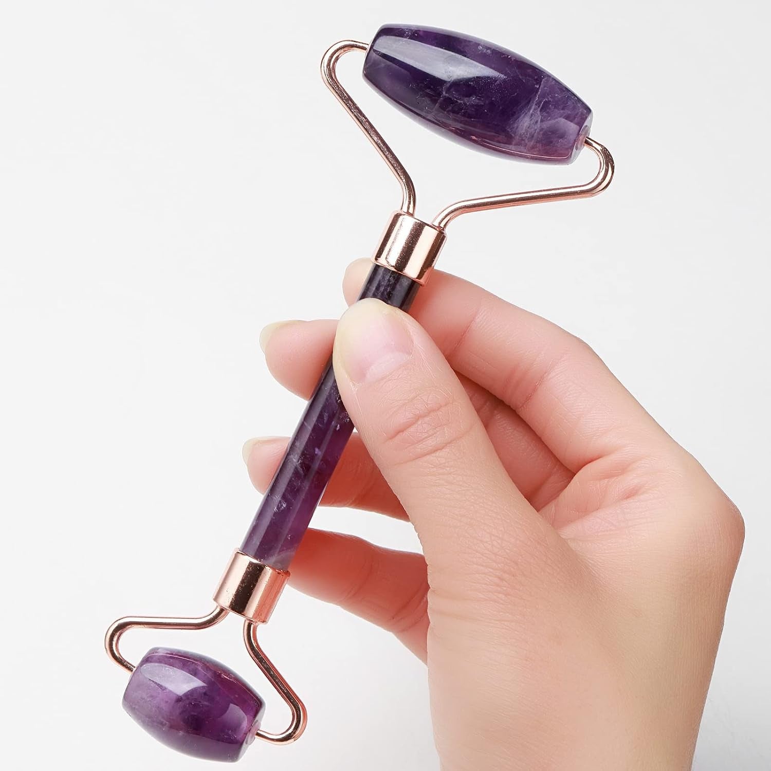 Jade Roller Amethyst Quartz Crystal Massager for Face Facial Beauty Roller Skin Care Tools Eyes Neck Body Muscle Relaxing Relieve Fine Lines Wrinkles