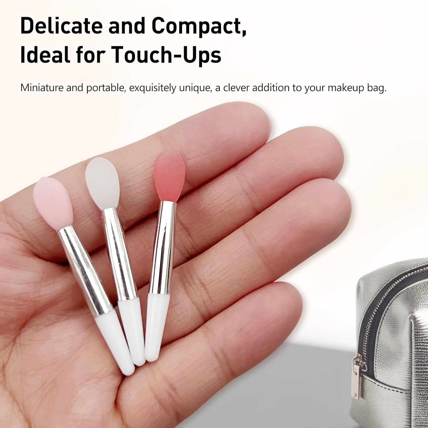 Silicone Lip Brush,Lipstick Applicator Brushes,Makeup Brushes,15Pc with 3Colors (White Pink Red)