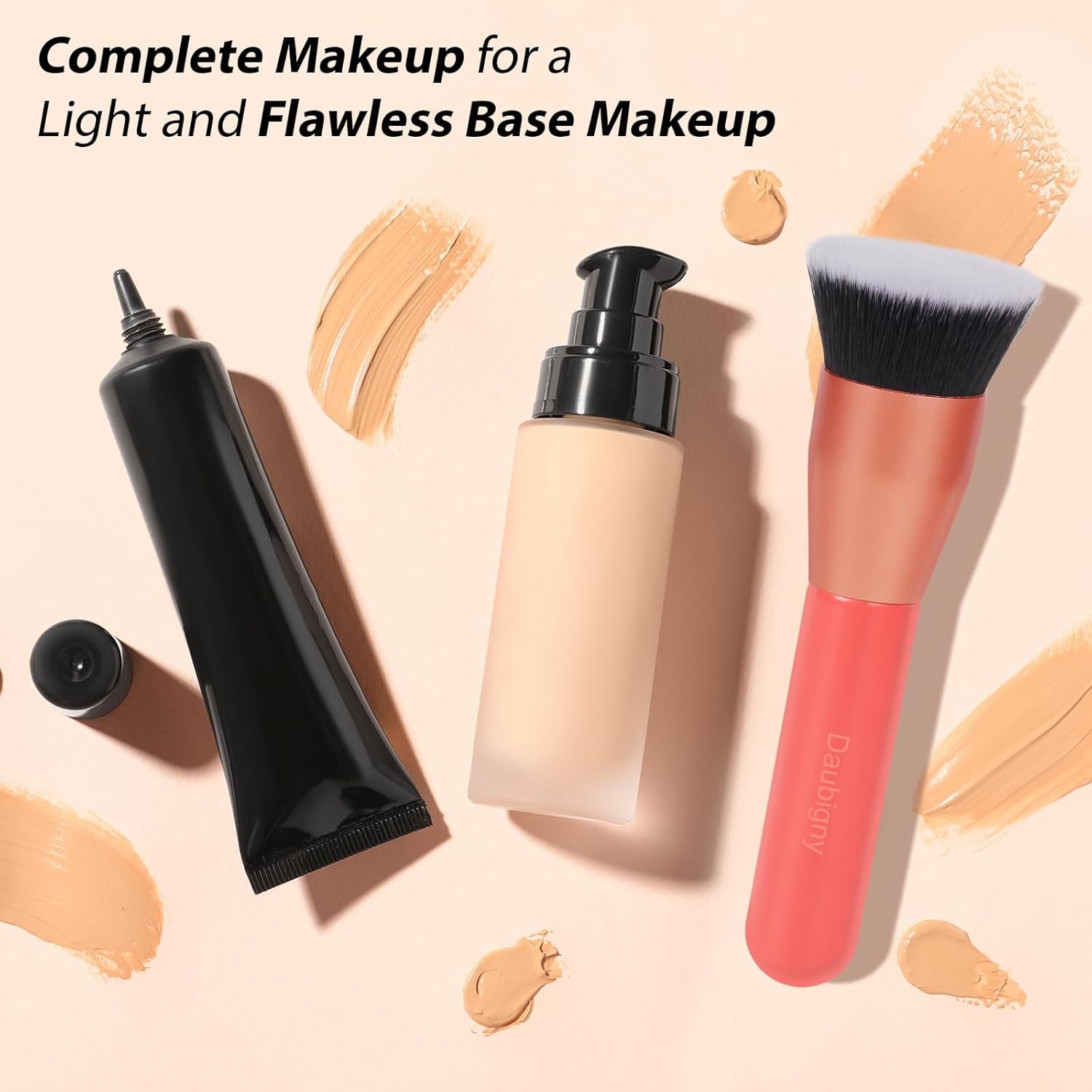 Foundation Brush  1.5" Flat Top Kabuki Brush for Liquid Makeup,Premium Makeup Brush and Pro Flat Kabuki Foundation Brush Perfect for Foundation,Cream,Buffing, Blending (Red)