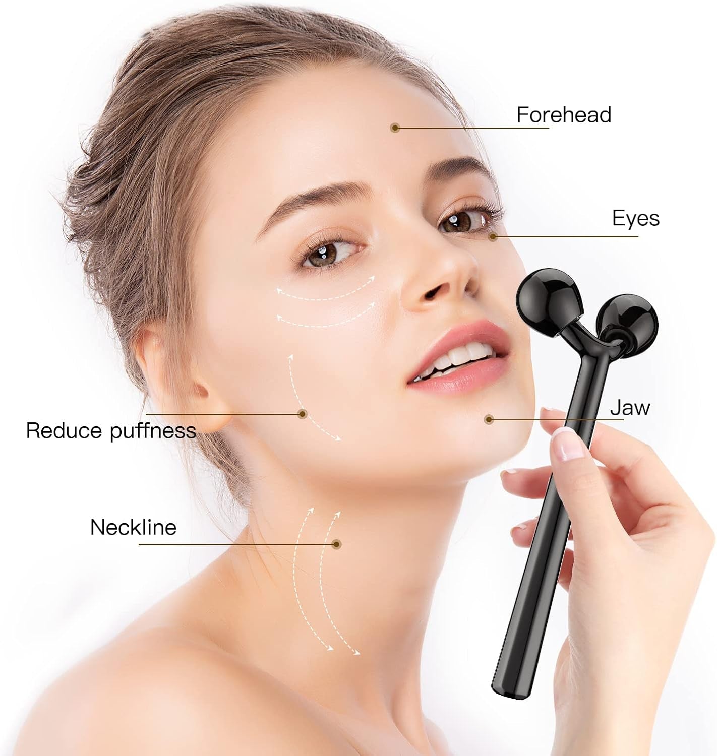 Face Roller, Facial Metal Massager, Massage Tool for Face (Black)