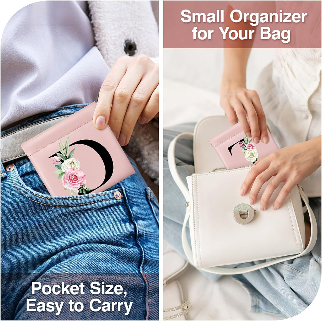2Pcs Personalized Small Makeup Bag for Purse with Keychain Bracelet, Coin Purse, Christmas Gifts, Initial Personalized Gifts for Women, Mini Cosmetic Bag Lipstick Organizer Pouches(N)