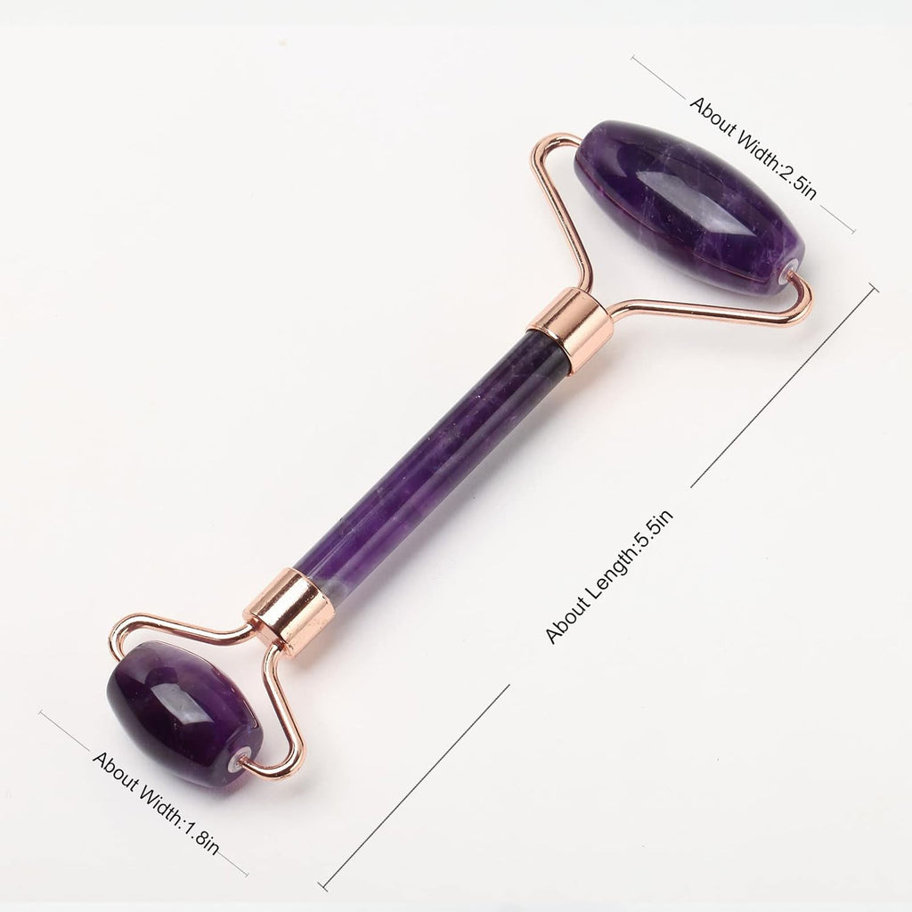 Jade Roller Amethyst Quartz Crystal Massager for Face Facial Beauty Roller Skin Care Tools Eyes Neck Body Muscle Relaxing Relieve Fine Lines Wrinkles