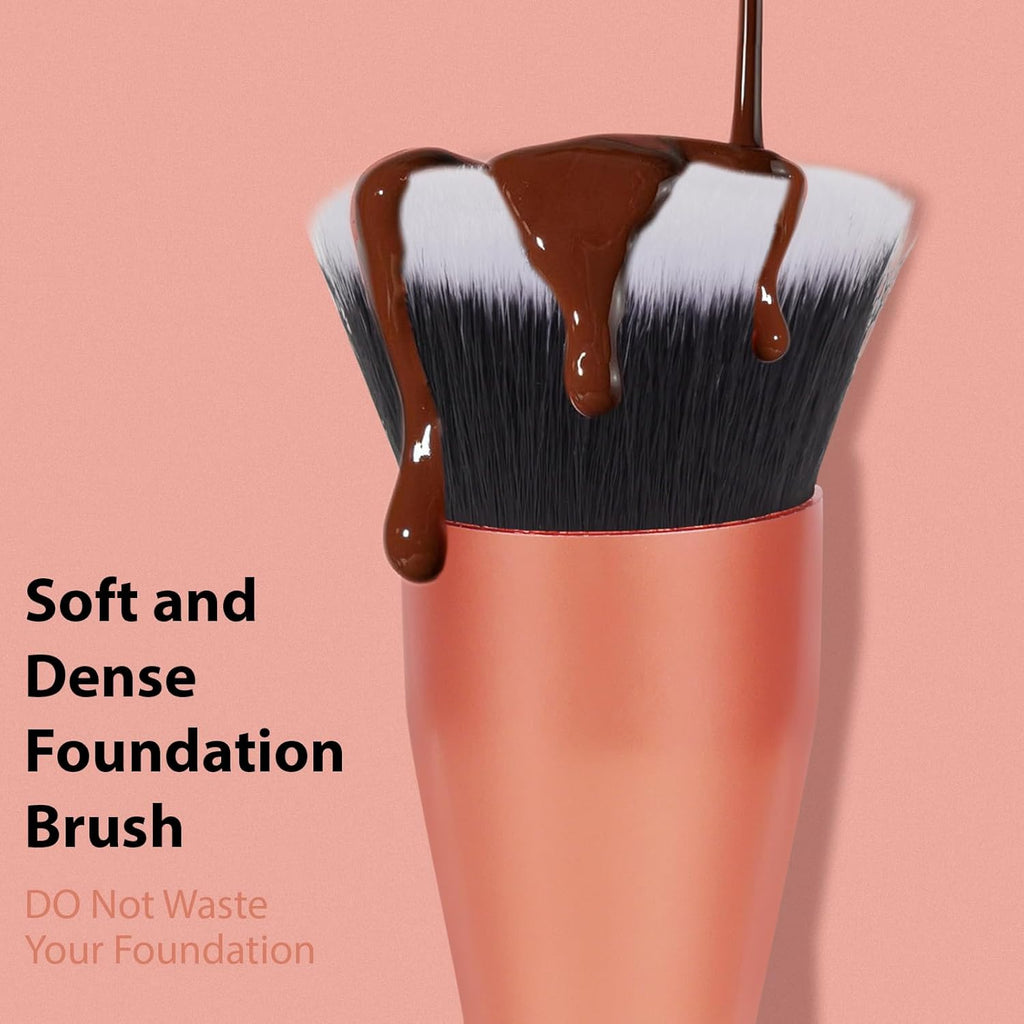 Foundation Brush  1.5" Flat Top Kabuki Brush for Liquid Makeup,Premium Makeup Brush and Pro Flat Kabuki Foundation Brush Perfect for Foundation,Cream,Buffing, Blending (Red)