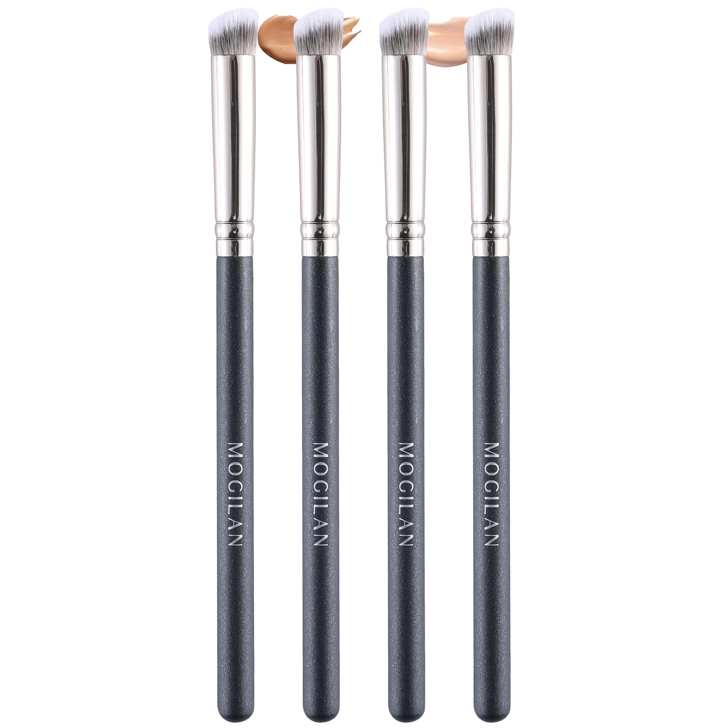 Concealer Brushes Set 4PCS Mini Makeup Brushes for under Eye Concealer Dark Circles Puffiness Foundation Blending with Liquid Cream Powders