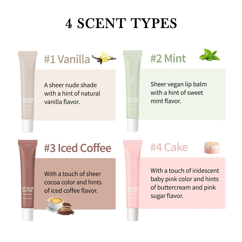 Glossy Lip Balm Butter, 4 Colors Peptide Lip Tint Lip Stain, Moisturizing Lip Gloss Hydrating Lip Glow Oil, Nourishing Lip Care & Repair Lip Mask (Clear, M)