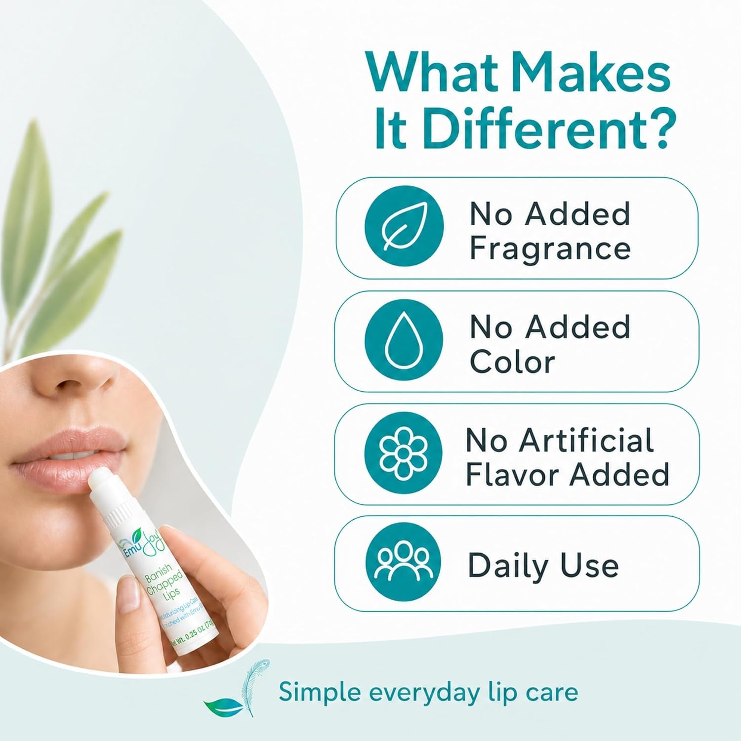 Banish Chapped Lips Moisturizing Lip Balm | Emu Oil, Coconut Oil & Beeswax | Petroleum Free, Paraben Free, Unscented | All Ages | 0.25 Oz