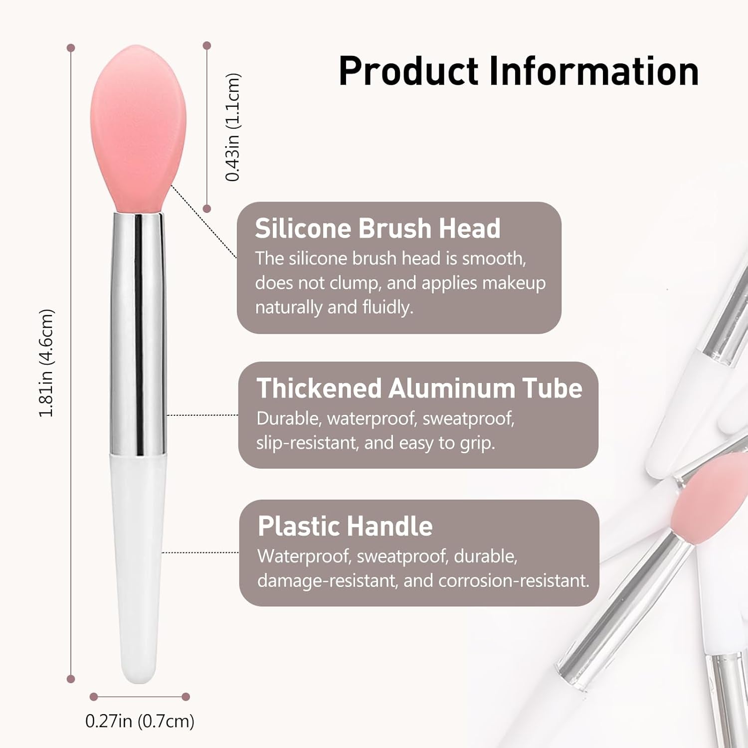 Silicone Lip Brush,Lipstick Applicator Brushes,Makeup Brushes,15Pc with 3Colors (White Pink Red)