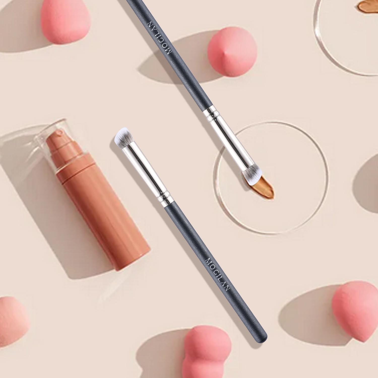 Concealer Brushes Set 4PCS Mini Makeup Brushes for under Eye Concealer Dark Circles Puffiness Foundation Blending with Liquid Cream Powders