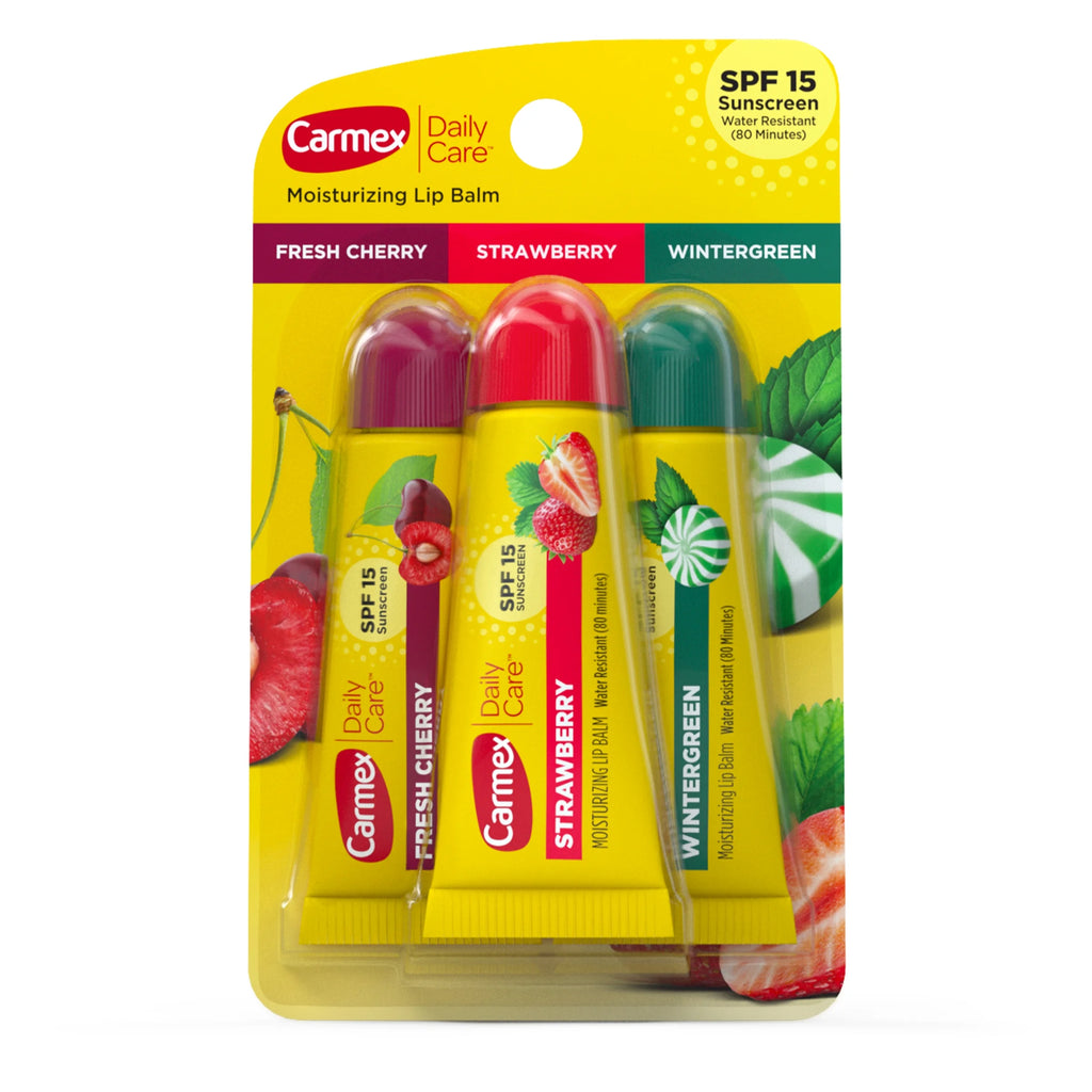 Daily Care Moisturizing Lip Balm Tubes, SPF 15, Multi-Flavor Lip Balm, 3 Count