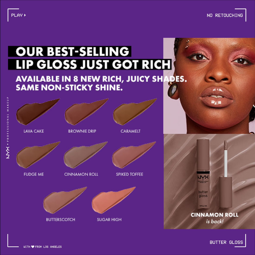 Butter Gloss, Non-Sticky Lip Gloss, Butterscotch, 0.27 Oz
