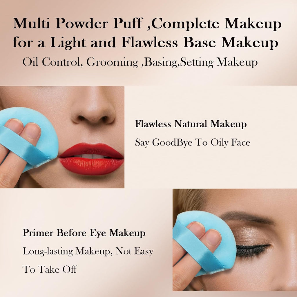 Powder Puff  6 PCS Makeup Puff Face Soft Triangle Powder Puffs for Loose Powder Mineral Powder Body Powder Velour Cosmetic Foundation Sponges Blender Makeup Tools(Blue)