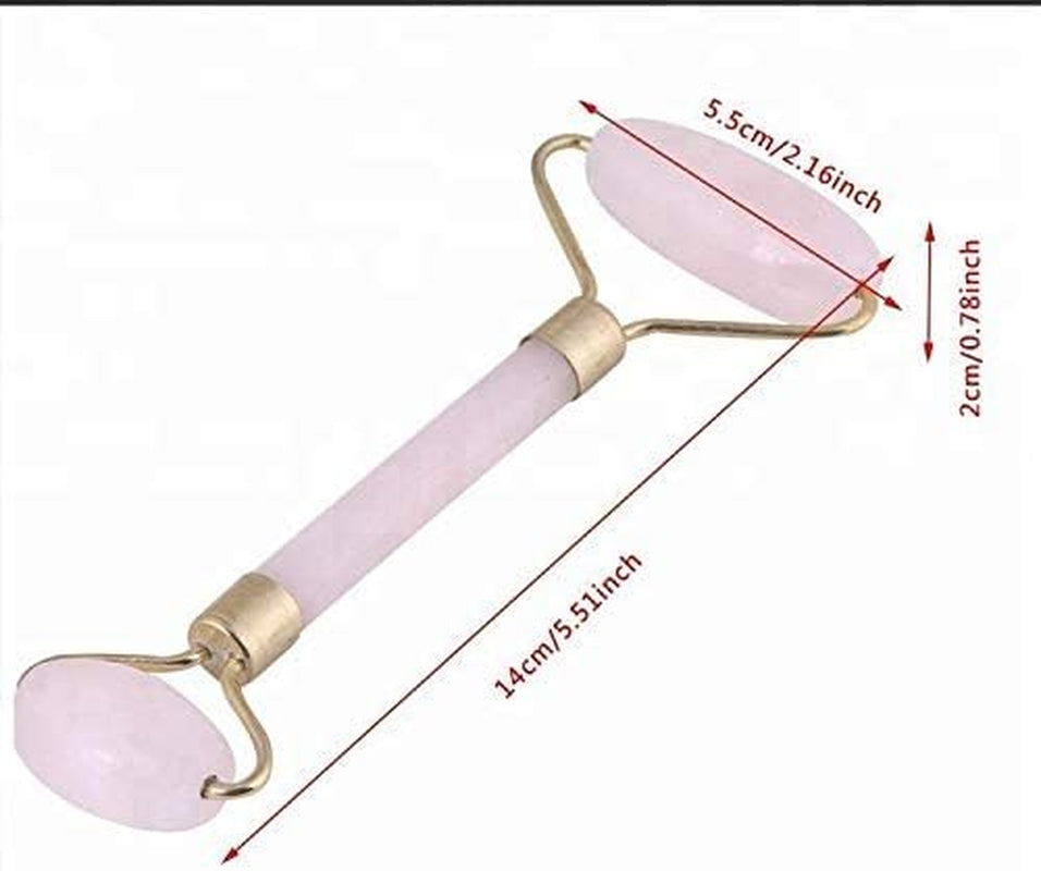 Rose Quartz Facial Roller, Double Head Massager for Skin Care