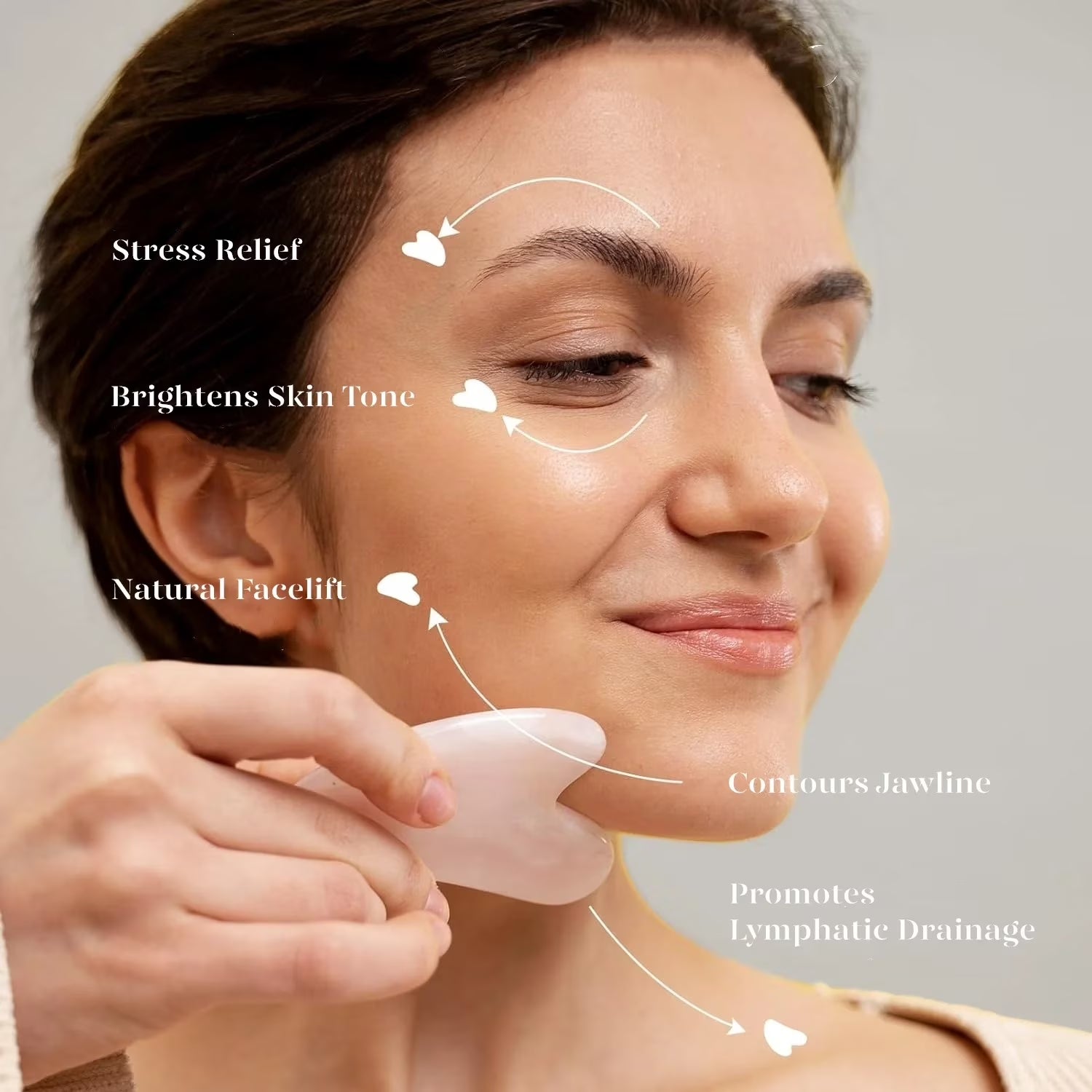 Jade Roller & Gua Sha Set – Rose Quartz Facial Massager for Reducing Redness, Fine Lines & Wrinkles, Perfect Self-Care Gift
