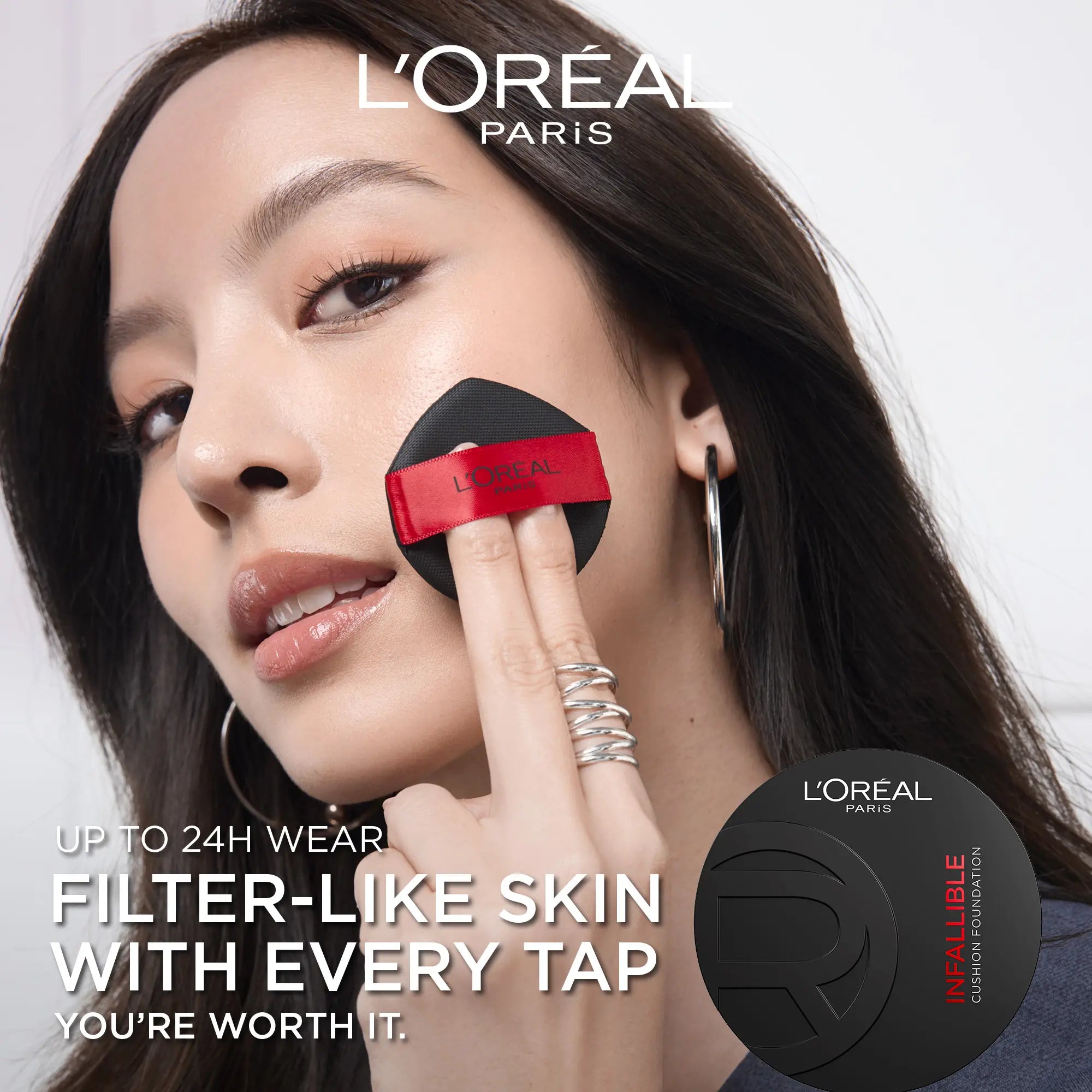 [New & Exclusive]: Infallible Cushion Foundation, Weightless Buildable Coverage, 24H Longwear, Waterproof & Transfer-Resistant, Safe for All Skin Types,L'Oréal Paris
